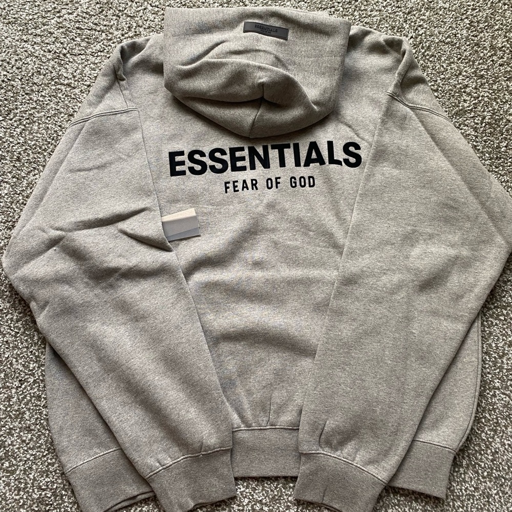 ESSENTIALS FEAR OF GOD DARK OATMEAL PULLOVER HOODIE - Picture 2 of 9